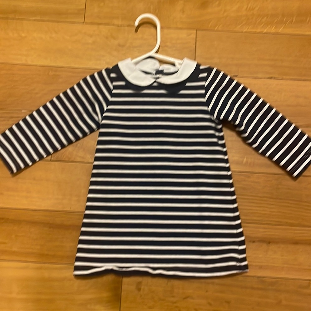 Jacadi Navy and White Striped Dress